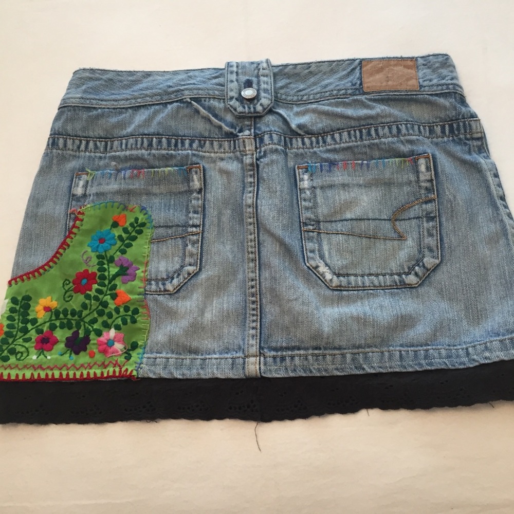 American Eagle Embroidered Patchwork Mini Skirt - image 5